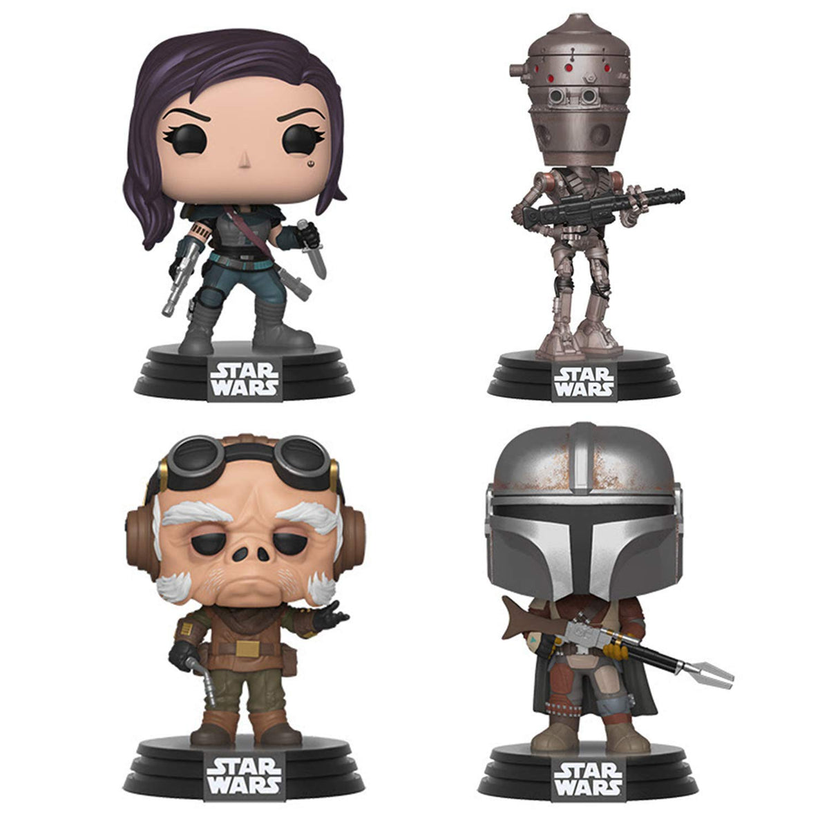 Funko Pop!: Bundle of 4: Mandalorian - The Mandalorian, Kulii, IG-11 and Cara Dune