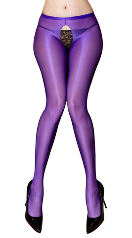 YUDATPG Women Oil Shiny Stockings Pantyhose Shimmer Tights for Women Oil Bright Shaping Tight Ultra Shiny Sheer Tights High Waist (UK, Alpha, M, Regular, Regular, Purple)