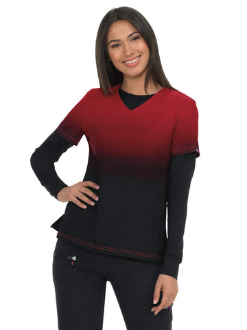 KOI Lite 370PR Women's Reform Top (Ruby/Black, X-Small)