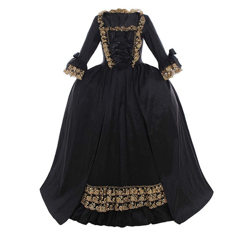 CosplayDiy Women's Queen Marie Antoinette Rococo Ball Gown Gothic Victorian Dress Costume Black XS