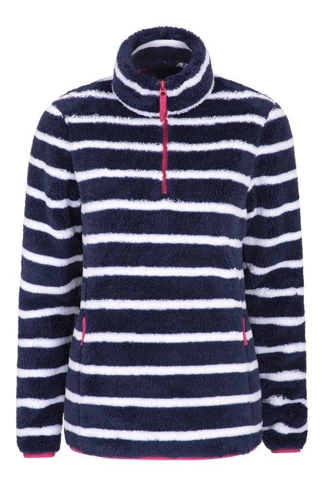 Mountain Warehouse Nessy Stripe Womens Fleece - Warm & Lightweight Sweatshirt with 2 Zipped Pockets - For Autumn, Travelling, Walking & Hiking Navy 12