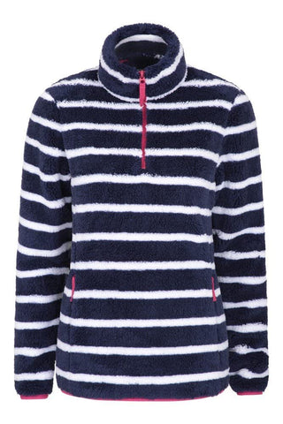 Mountain Warehouse Nessy Stripe Womens Fleece - Warm & Lightweight Sweatshirt with 2 Zipped Pockets - For Autumn, Travelling, Walking & Hiking Navy 12