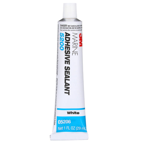 3M Marine Adhesive Sealant 5200, White, Flexible Bonds, Long Work-Time, 1 oz Tube