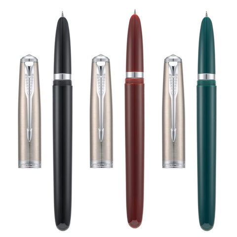 3 Jinhao 86 Fountain Pen Set (Black, Wine Red and Green Resin) Extra Fine Nib with Refillable Ink Converter