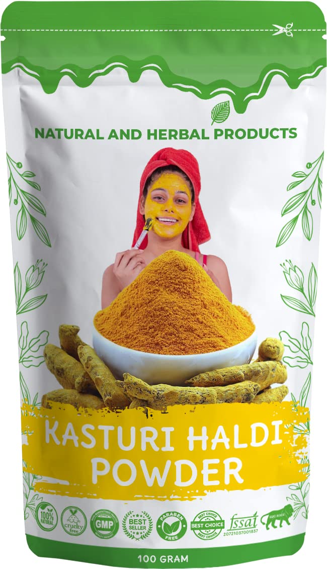 Kasturi Haldi Powder for Face | Skin Whitening | Skin Glowing | Facial | Babies | Baby | Marriage | Beauty | Pure | Herbal | Organic | Wild Turmeric | Kasturi Manjal | Jangli Haldi | Body :100Gm