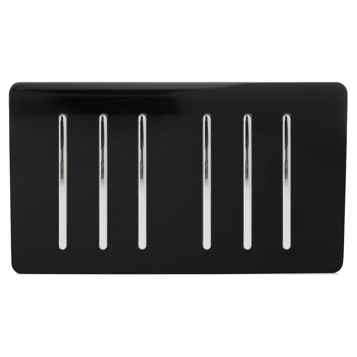 Trendi Artistic Modern Glossy 6 Gang 2 Way Rocker Double Plate Tactile Light Switch in Black