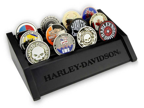Harley-Davidson Small Wooden Coin Holder Display, Holds 24 Coins, Black 8002688