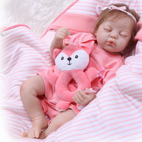iCradle Lifelike Reborn Baby Girl Doll 22inch 55cm Soft Silicone Realistic Looking Newborn Dolls Toddler Doll Toy for Ages 3+