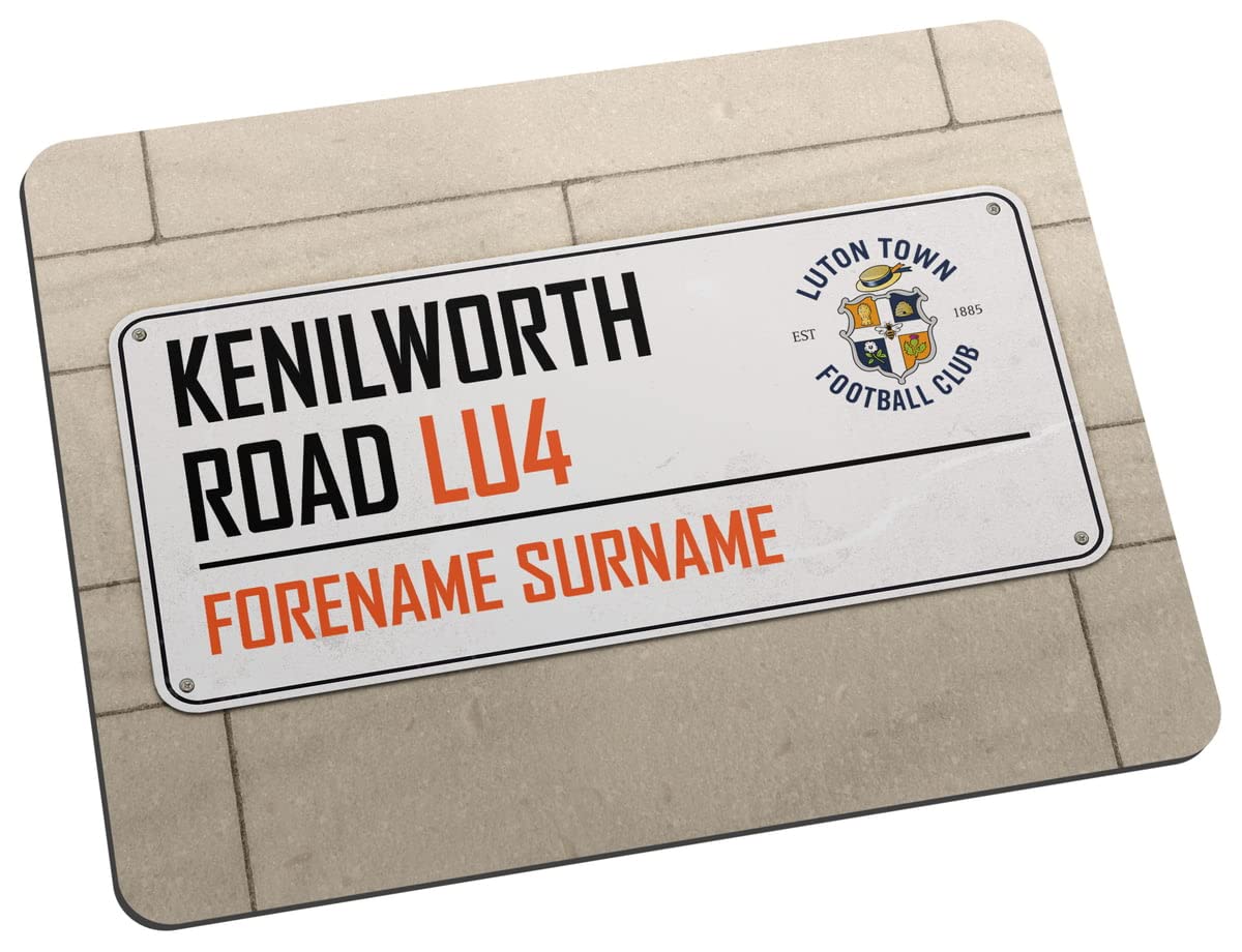 Luton Town FC Personalised Kenilworth Road Street Sign Mouse Mat fans, great for Luton Town football supporters, fabric top, non slip mouse pad 5mm thick
