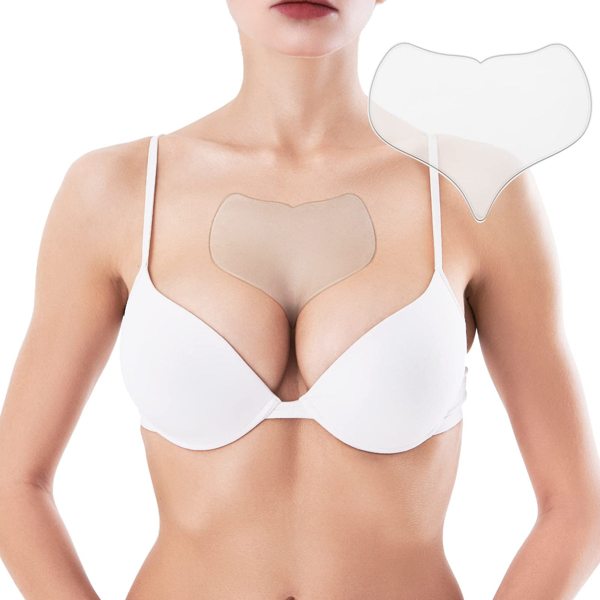 Chest Wrinkle Pad Reusable Silicone Chest Pad Transparent Silicone Wrinkle Patch Overnight Cleavage Decollete Patch Smooth The Skin Silicone Pad for Women Girls Skin Makeup Accessories, 5.9 x 4.7 Inch