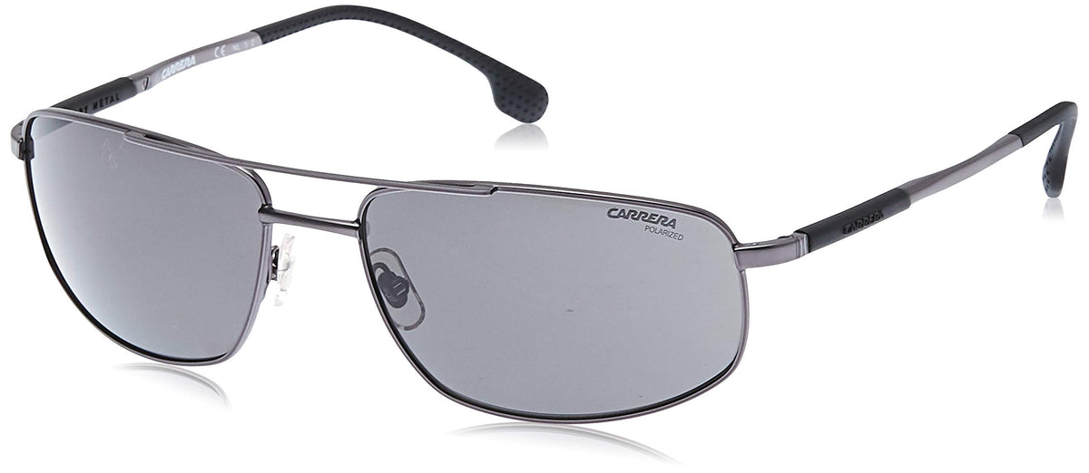 Carrera Men's 8036/S Rectangular Sunglasses, Silver/Polarized Gray, 62mm, 18mm