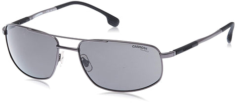 Carrera Men's 8036/S Rectangular Sunglasses, Silver/Polarized Gray, 62mm, 18mm