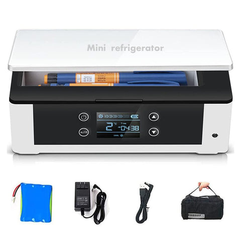 SANFAG Mini Medicine Refrigerator and Insulin Cooler for Car,Small Fridge Case Portable Insulin Refrigerator Travel, Outdoor Home - Box for Medication