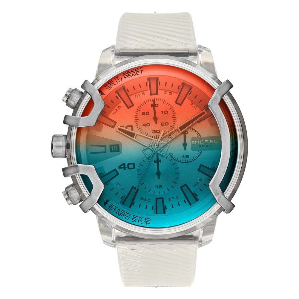Diesel Watch for Men Griffed, Quartz Chronograph Movement, 46 mm Clear Mixed Case with a Polyurethane Strap, DZ4521