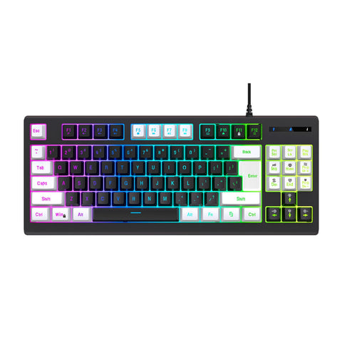 Generic Gaming Keyboard, 87 Keys Mechanical Keyboard for Bedroom for Office (White Black), Generic85ob3athgd-11