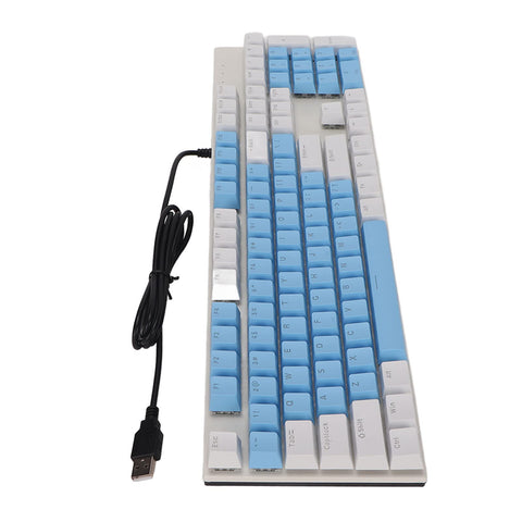 CCYLEZ Blue Switch RGB Scratch Resistant Gaming Keyboard for Win104 Keys Gaming Mechanical Keyboard Notebook Wearproof Mechanical Keyboard for PC (White Blue)