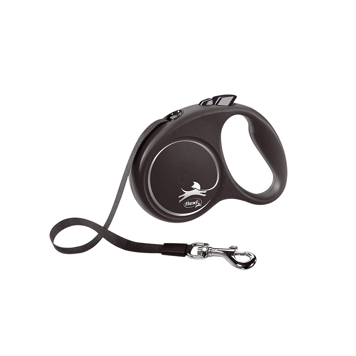 Flexi Black Design Tape Black Small 5m Retractable Dog Leash/Lead for Dogs up to 15kgs/33lbs