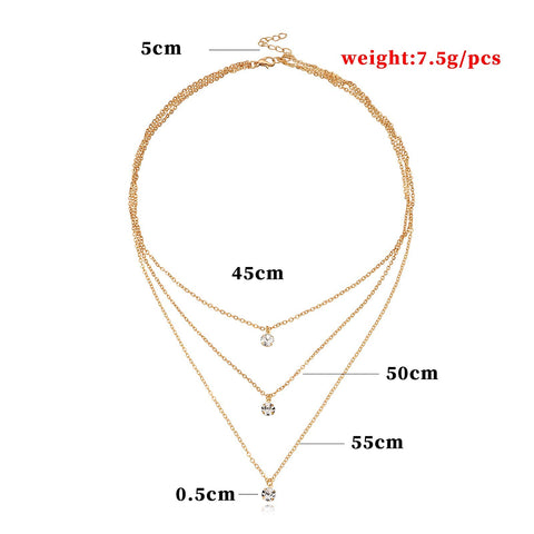 Yheakne Boho Layered Crystal Necklace Gold Rhinestone Pendant Chain Necklace Vintage Multi Strand Necklace Chain Jewelry for Women and Teen Girls