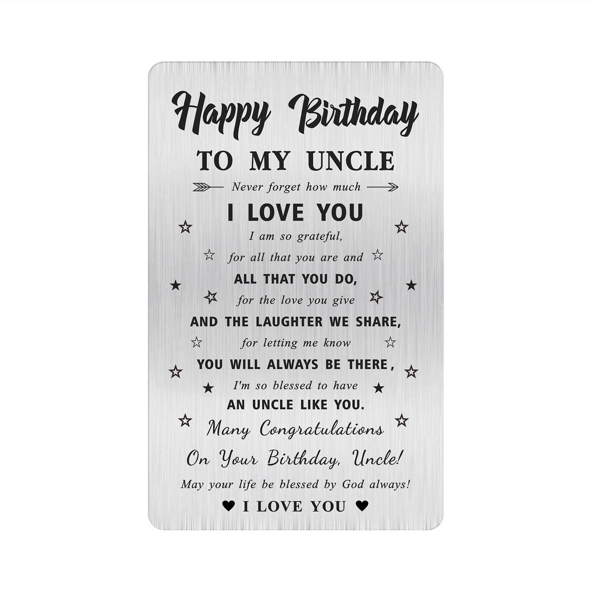 Alotozo Uncle Birthday Card, Happy Birthday Gifts to My Uncle, Bday Engraved Wallet Card Inserts for Uncle