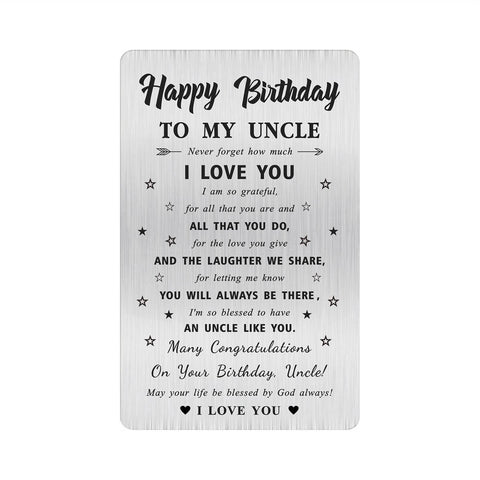 Alotozo Uncle Birthday Card, Happy Birthday Gifts to My Uncle, Bday Engraved Wallet Card Inserts for Uncle