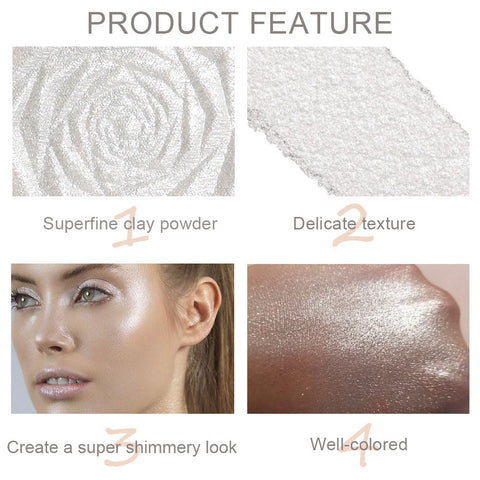 evpct Pearl White Silver Face Highlighter Makeup Shimmer Glitter Diamond Sparkly Highlighters Makeup Palette Powder for Face Body Cheek Skin iluminadores iluminador de jos maquillaje luminizers 01