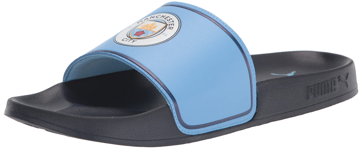 PUMA Men's LEADCAT 2.0 MAN CITY Slide Sandal, Puma New Navy-Team Light Blue, 13