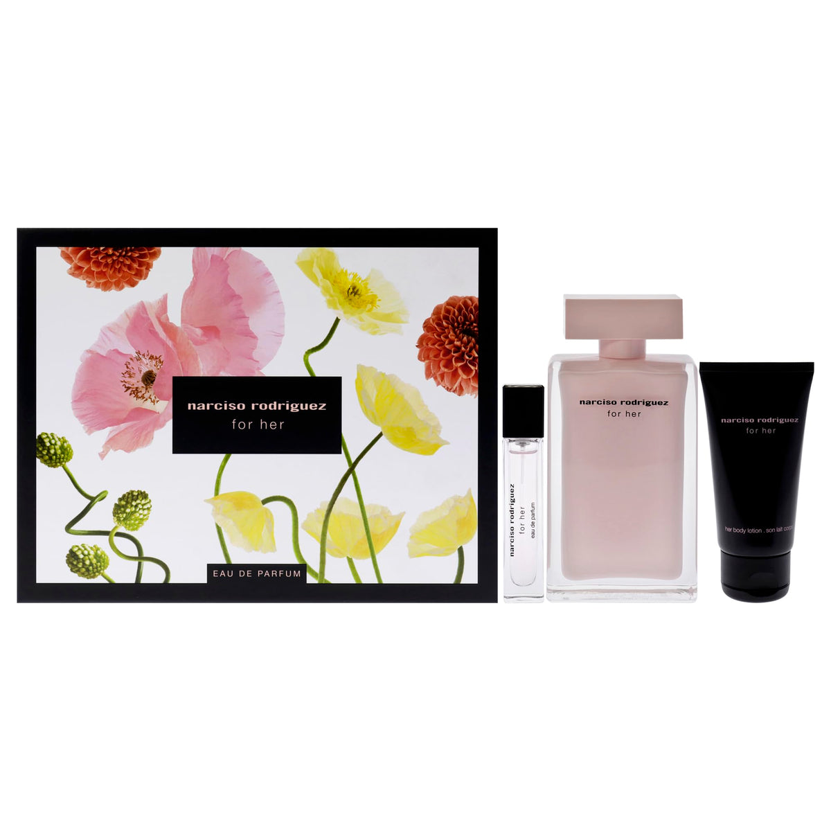 Narciso Rodriguez for Women - 3 Pc Gift Set 3.3oz EDP Spray, 0.33oz EDP Spray, 2.5oz Body Lotion