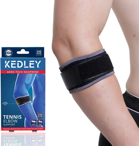 Kedley Tennis Elbow/Golfer’s Elbow Support Strap | Medical Grade Compression Brace | Precise Clasp for Tennis or Golfer Elbow | Fully Adjustable, Lightweight, Pain Relief Twin Pack