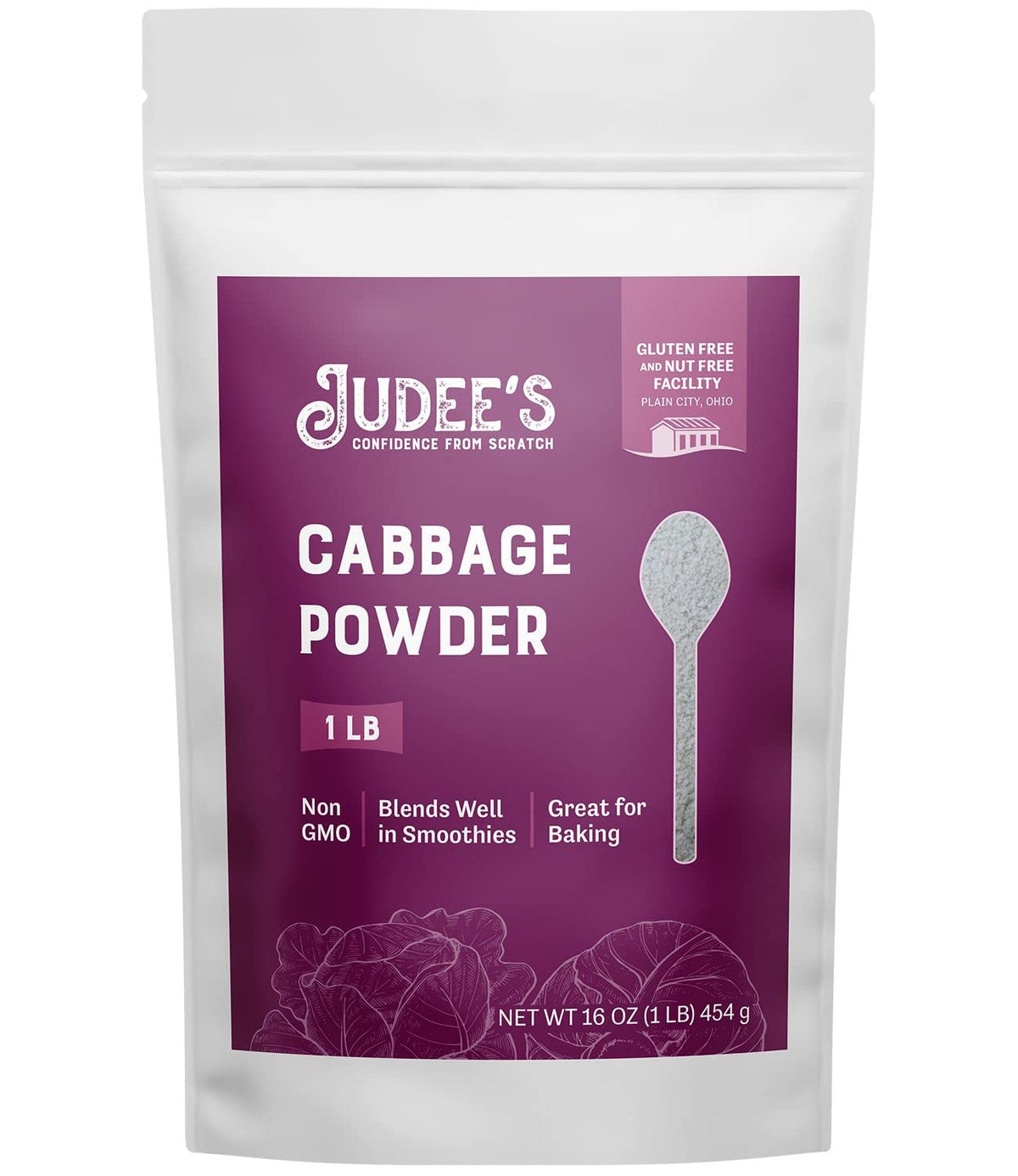 Judeeâ€™s Cabbage Powder 1 lb - 100% Non-GMO, Gluten-Free, and Nut-Free - Rich in Nutrients - Great for Baking and Seasoning - Blends Well in Smoothies and Shakes