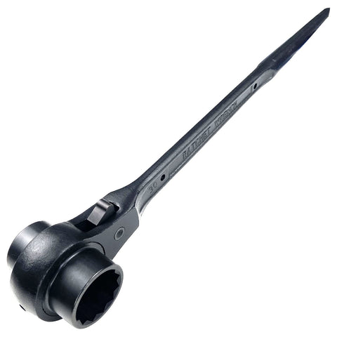 WEDO One Head Ratchet Socket Wrench, 40 Chrome Steel Ratchet Spanner, Die-forged,Size 19×21 Metric,0.74x0.8"Imperial