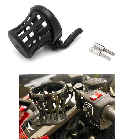 RUNNING PANTHER Motorcycle Handlebar Drink Cup Holder Plated and Rubber Chrome/Black Mount for Harley Davidson Passenger Water Bottle Holder with Mesh Basket for Honda Goldwing GL 1800 (102/142 MM)