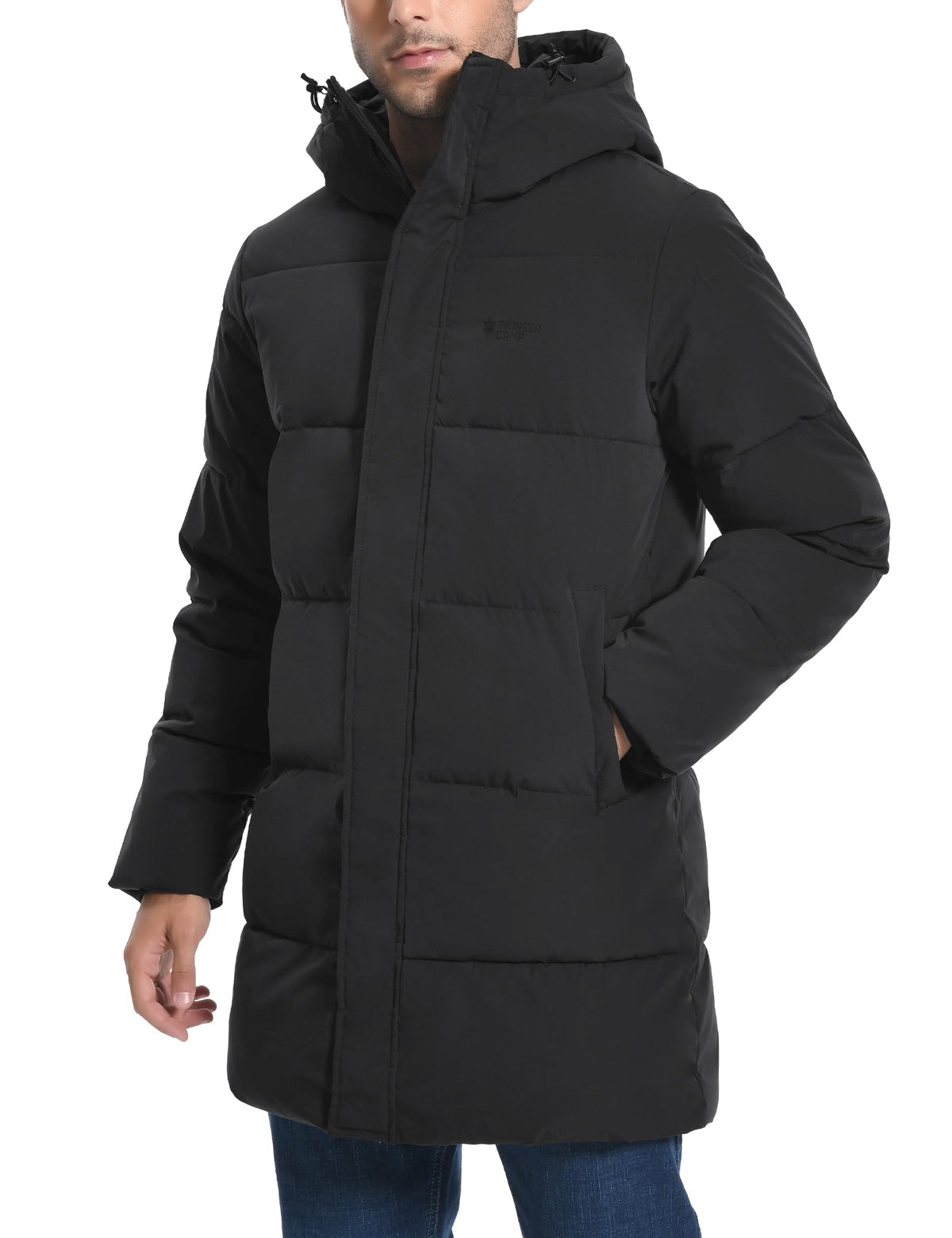Pioneer Camp Men's Winter Parka Jacket, Black, XL