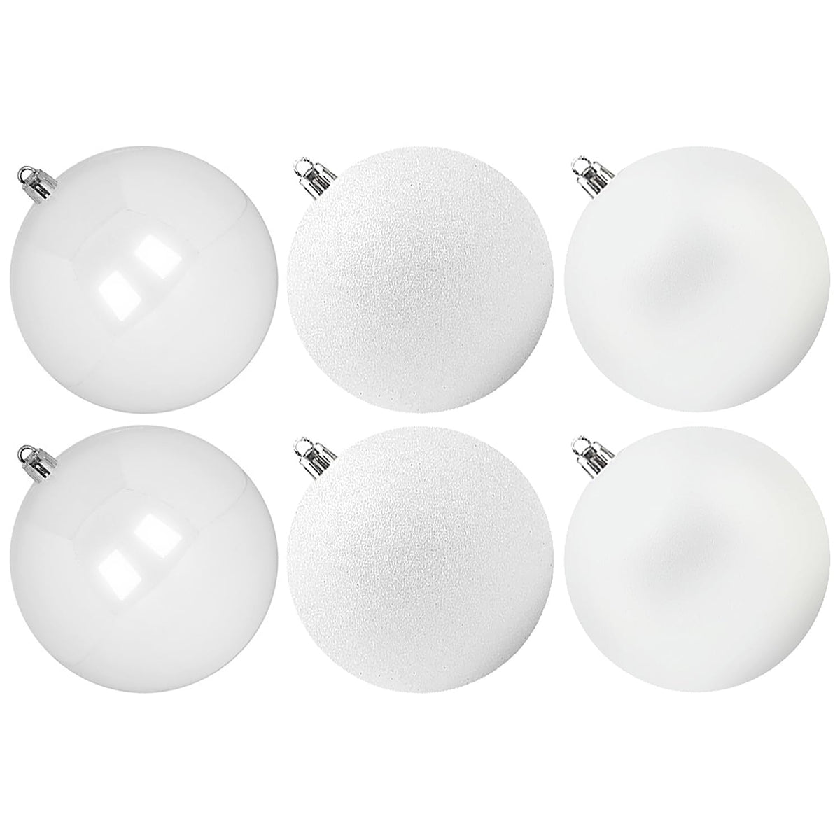 Benjia Extra Large Christmas Baubles, Giant Big Huge Xmas Shatterproof Plastic Ball Ornaments Set for Outdoor Outside Lawn Yard Tree Hanging Decorations Decor (10cm/100mm, 6 Packs, White)