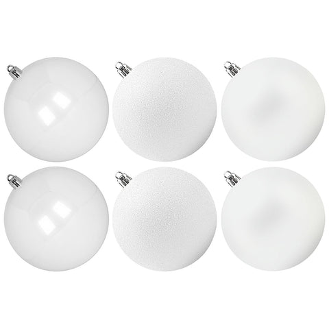 Benjia Extra Large Christmas Baubles, Giant Big Huge Xmas Shatterproof Plastic Ball Ornaments Set for Outdoor Outside Lawn Yard Tree Hanging Decorations Decor (10cm/100mm, 6 Packs, White)