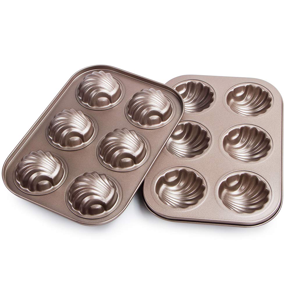Webake Non-stick Madeleine Pans Carbon Steel Cake Pan French Dessert Mold Spherical Scallop Madeline Bakeware 2 Pack Set