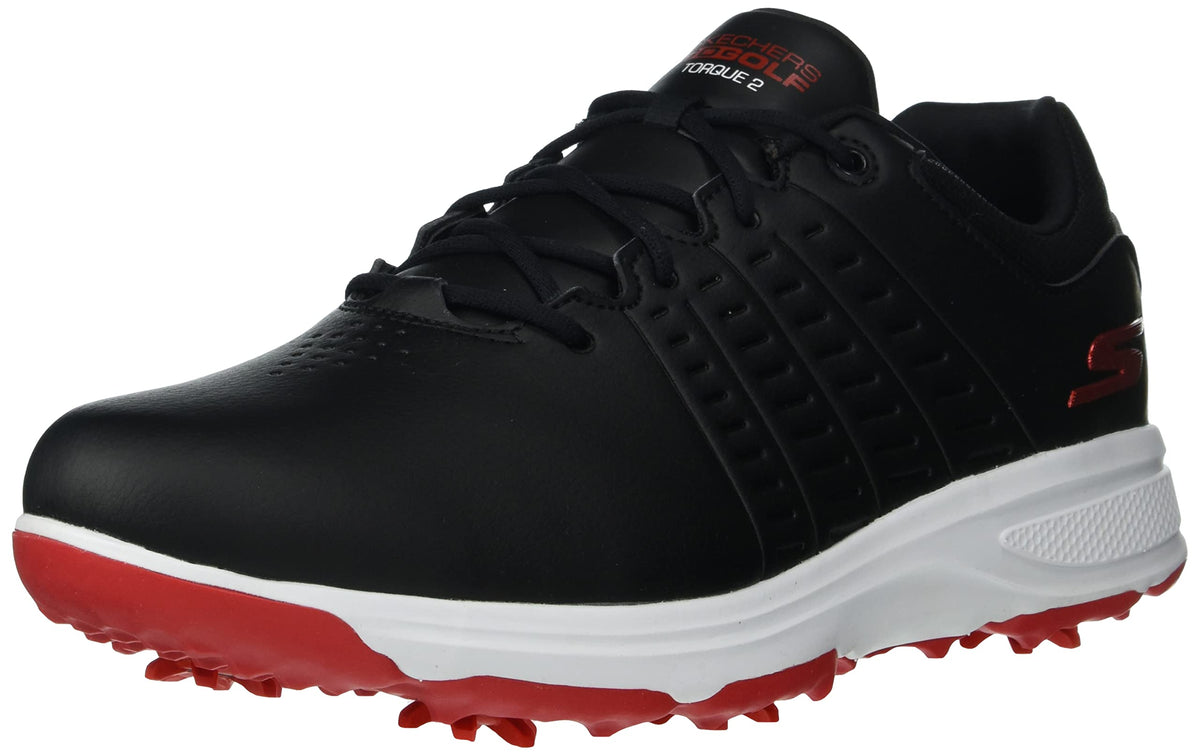 Skechers Men's Torque Waterproof Golf Shoe, Black/Red Sole, 8