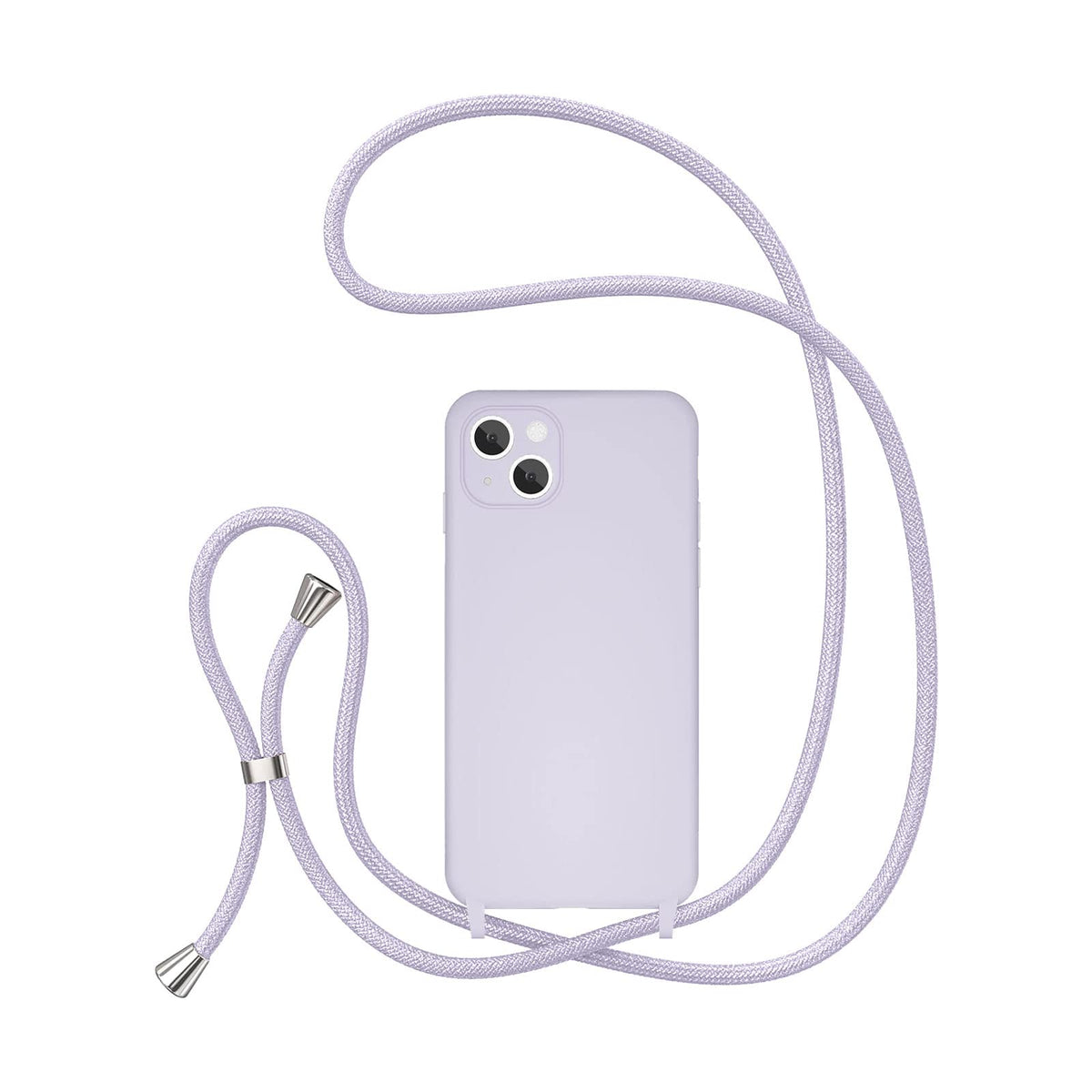 UEEBAI Crossbody Lanyard Phone case for iPhone 14 6.1 inch, Silicone Phone Cover with Adjustable Necklace Strap Soft Belt Neck Cord Lanyard Shockproof Protective Case - Mauve
