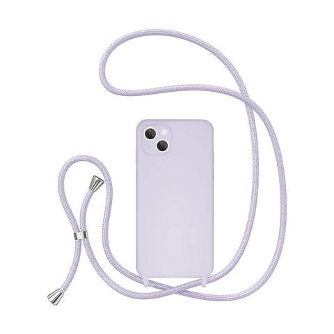 UEEBAI Crossbody Lanyard Phone case for iPhone 14 6.1 inch, Silicone Phone Cover with Adjustable Necklace Strap Soft Belt Neck Cord Lanyard Shockproof Protective Case - Mauve