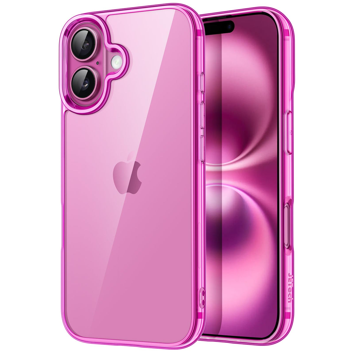 JETech Case for iPhone 16 Plus 6.7-Inch, Non-Yellowing Shockproof Phone Bumper Cover, Anti-Scratch Clear Back (Pink)