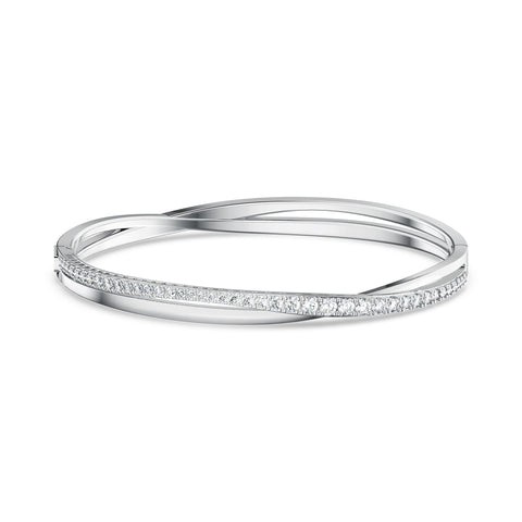 SWAROVSKI Hyperbola Women's Bangle Bracelet with Clear Crystals on a Rhodium Finished Setting, Size S