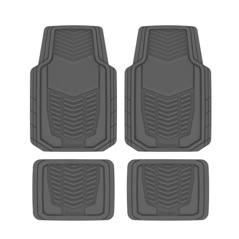 Michelin All-Weather Car Floor Mats Heavy Duty Floor Mats Protection, 4 pcs, Smart Trim Tailor Fit, Clint Back, Secure GripClip, Full Coverage Odorless Non-Slip Car Floor Mats - FL1018 Gray