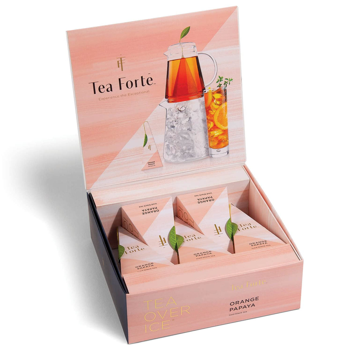 Tea Forte Iced Orange Papaya Tea Over Ice, Pitcher Size Iced Tea Infusers, Each Make 24 Oz. Of Premium Iced Tea With Flash-Chilled Fresh Flavor, 5 Count (Pack of 1)