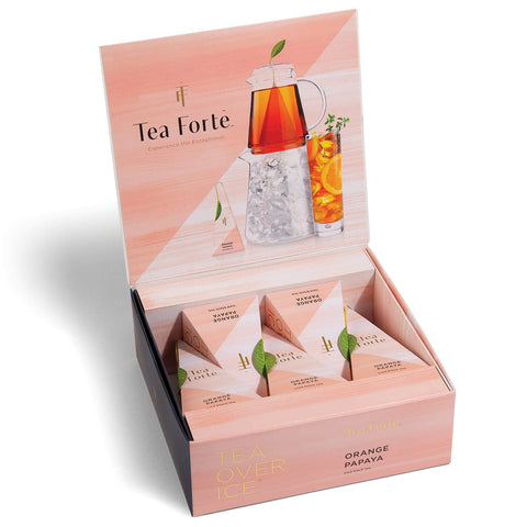 Tea Forte Iced Orange Papaya Tea Over Ice, Pitcher Size Iced Tea Infusers, Each Make 24 Oz. Of Premium Iced Tea With Flash-Chilled Fresh Flavor, 5 Count (Pack of 1)