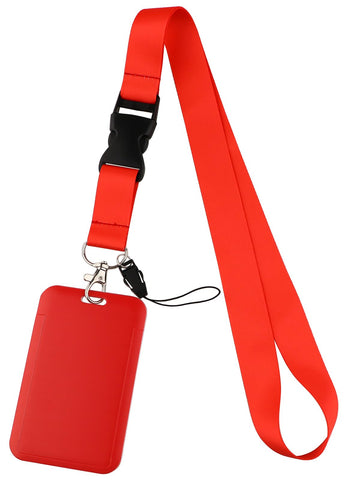 Lanyard ID Holder Red Lanyard for Keys ID Badges Keychain Vertical Name Badge Holder with Clip
