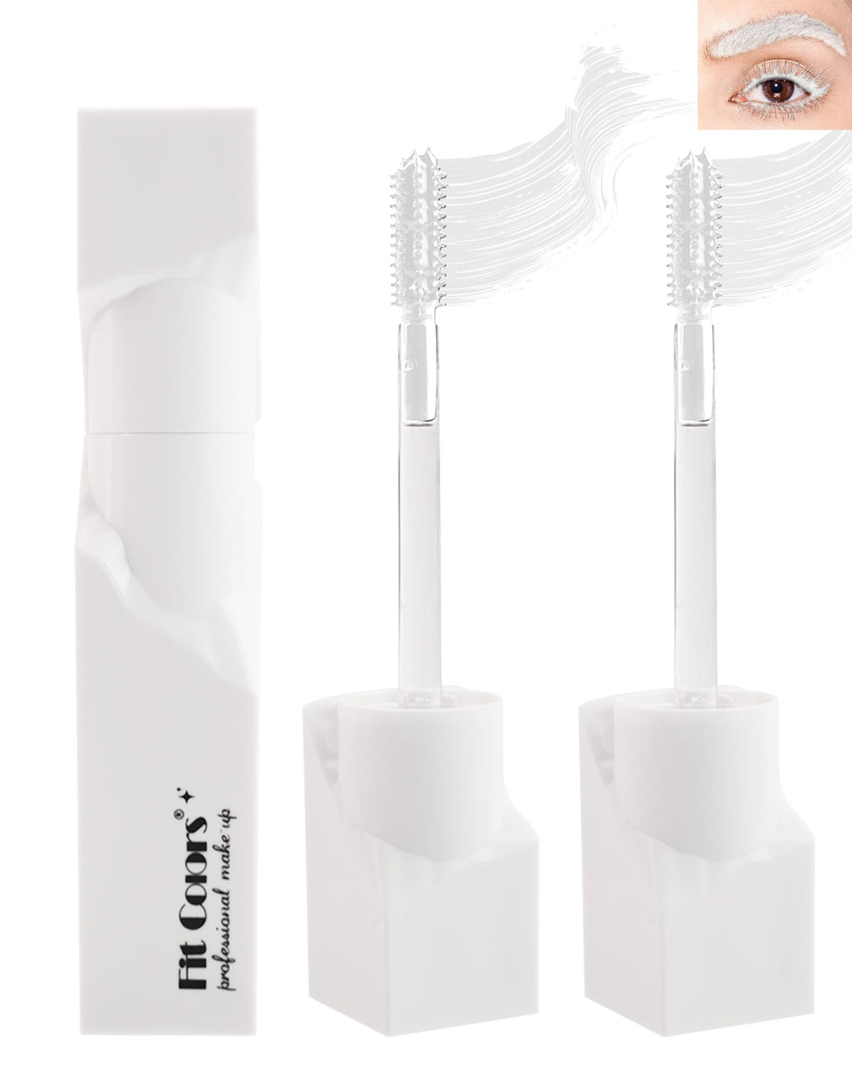 White Mascara Volume and Length Waterproof-2PCS Voluminous Colored Mascara Liquid Lash Extensions,Longlasting Curling Smudgeproof Thick Fiber Tubing Colorful Mascara for Women Girls Party Stage Use-02