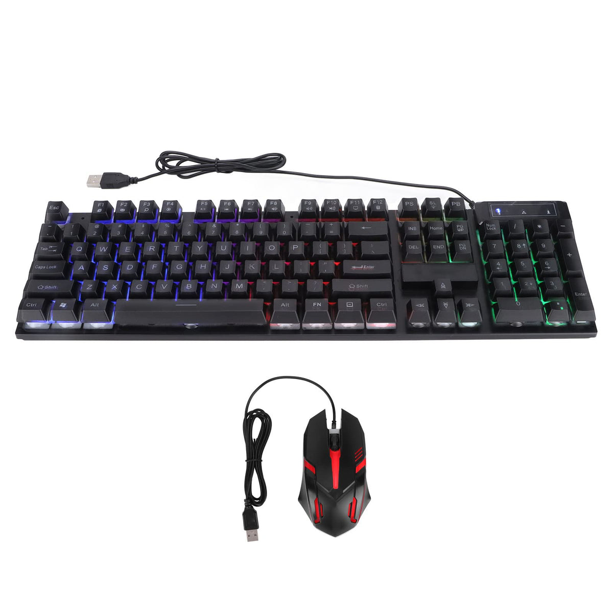 Waterproof Keyboard and Mouse Combo, RGB LED Backlit Gaming 104 Keys Wired USB Keyboards with Ergonomic Gaming Mouse for PC Gamer Computer Desktop(Black)