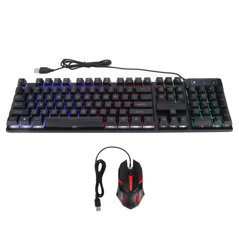 Waterproof Keyboard and Mouse Combo, RGB LED Backlit Gaming 104 Keys Wired USB Keyboards with Ergonomic Gaming Mouse for PC Gamer Computer Desktop(Black)