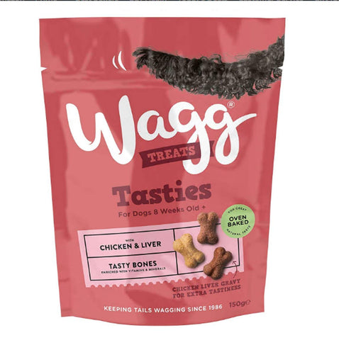Wagg Tasty Bones with Chicken & Liver 150g Pack of 5 Dog Training Treats