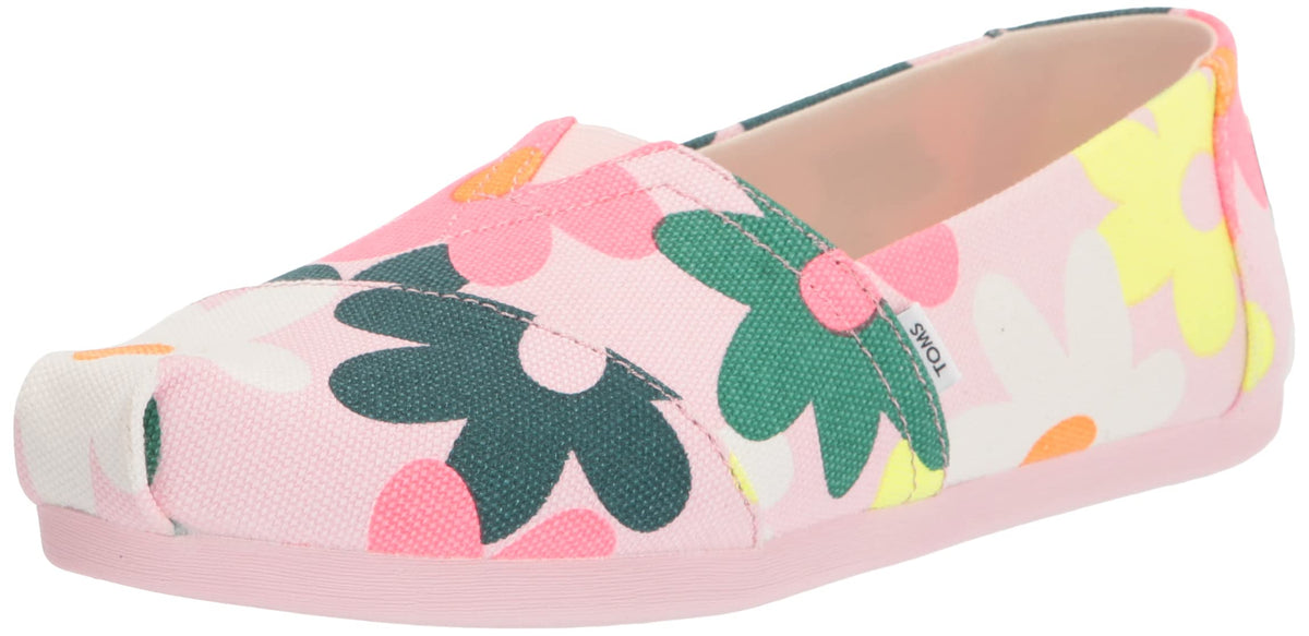 TOMS Womens Alpargata Floral Slip On Flats Casual - Multi, Pink - Size 6 B