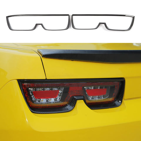 Jimen Compatible with 2010-2015 Chevrolet Camaro, 2PCS Tail Light Cover Trim Bezel (Carbon Fiber)